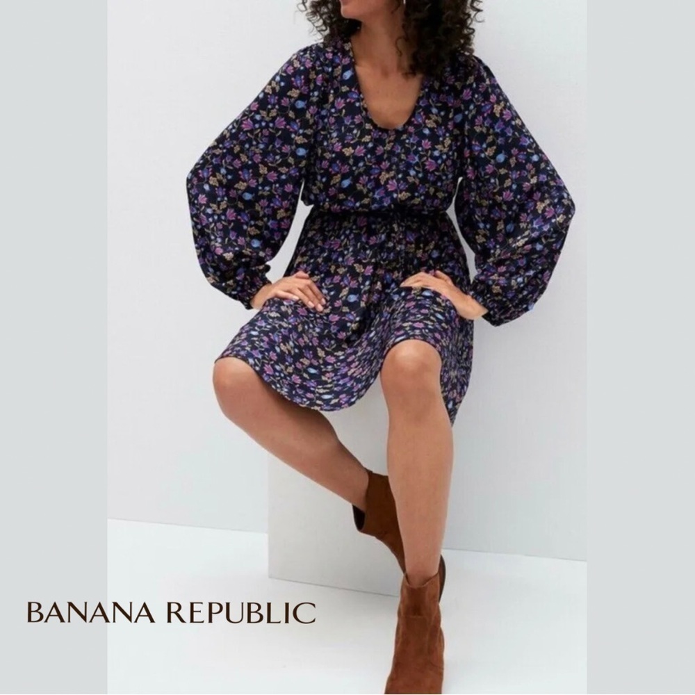 NWT Banana Republic Balloon Sleeve Tie Waist Floral Dress